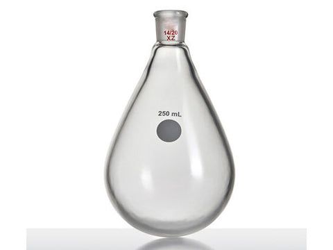 MSE PRO Coating, Thick-Walled Eggplant-Shaped Bottle for Rotary Evaporation, High Strength, Grinding Mouth: 14/20, 250mL