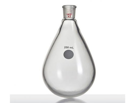 MSE PRO Coating, Thin-Walled Eggplant-Shaped Bottle for Rotary Evaporation, High Strength, Grinding Mouth: 14/20, 250mL