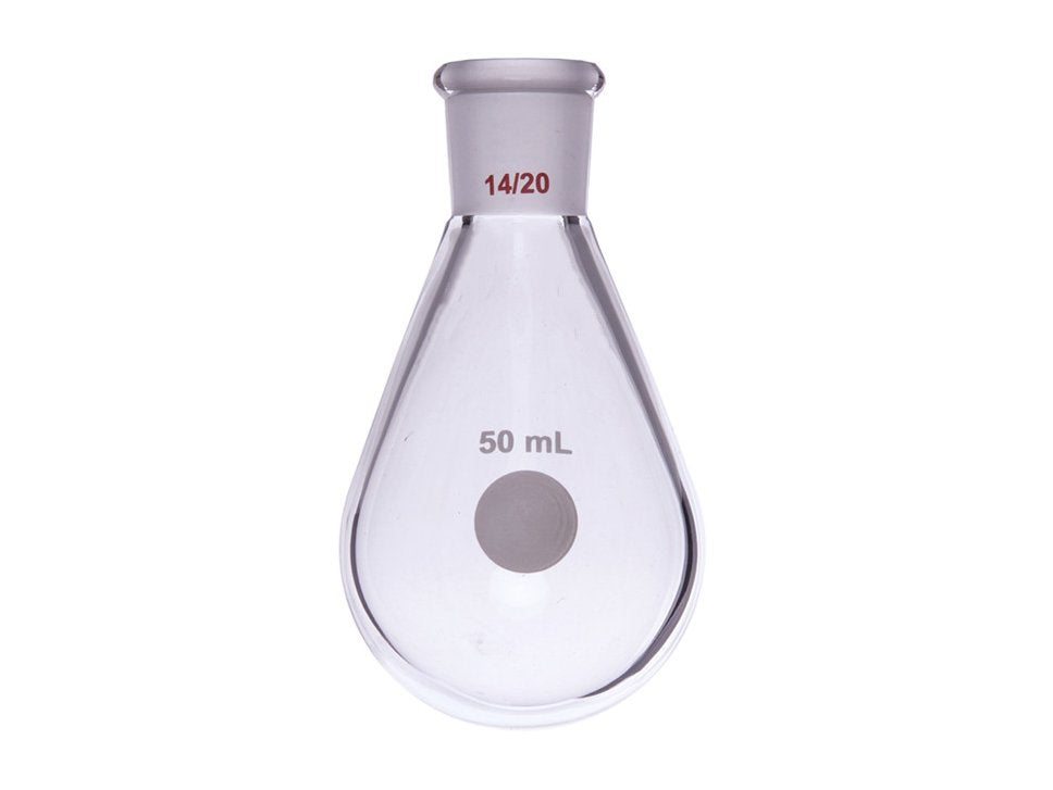MSE PRO Thick-Walled Eggplant-Shaped Bottle, High Strength, Grinding Mouth: 14/20, 50mL