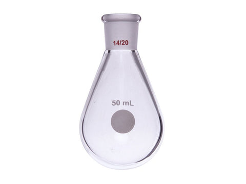 MSE PRO Thick-Walled Eggplant-Shaped Bottle, High Strength, Grinding Mouth: 14/20, 50mL
