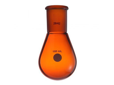 MSE PRO Brown Glass, Thick Walled Eggplant-Shaped Bottle, High Strength, Grinding Mouth: 14/20, 50mL