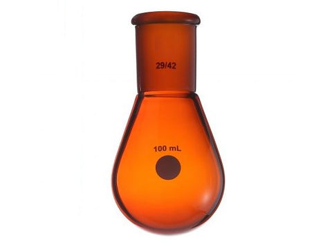 MSE PRO Brown Glass, Thick Walled Eggplant-Shaped Bottle, High Strength, Grinding Mouth: 19/22, 10mL