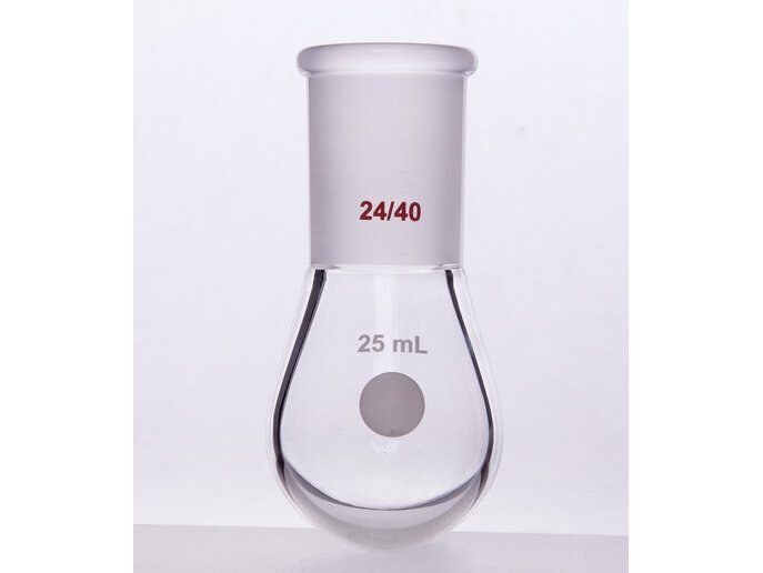 MSE PRO Thick Walled Eggplant-Shaped Bottle, High Strength, Grinding Mouth: 24/40, 25mL