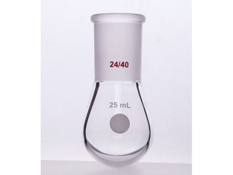 MSE PRO Thick Walled Eggplant-Shaped Bottle, High Strength, Grinding Mouth: 24/40, 25mL