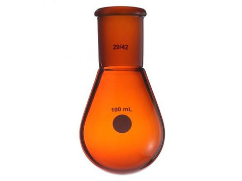MSE PRO Brown Glass, Thick Walled Eggplant-Shaped Bottle, High Strength, Grinding Mouth: 24/40, 25mL