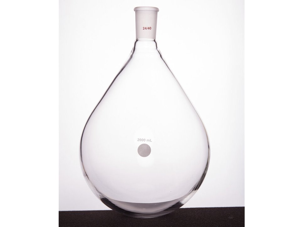 MSE PRO Thick-Walled Eggplant-Shaped Bottle for Rotary Evaporation, High Strength, Grinding Mouth: 24/40, 2000mL