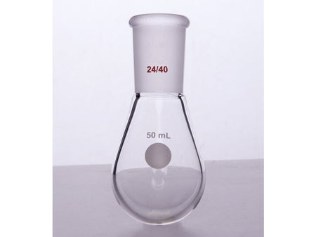 MSE PRO Thick Walled Eggplant-Shaped Bottle, High Strength, Grinding Mouth: 24/40, 50mL