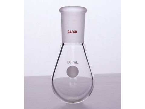 MSE PRO Thick Walled Eggplant-Shaped Bottle, High Strength, Grinding Mouth: 24/40, 50mL