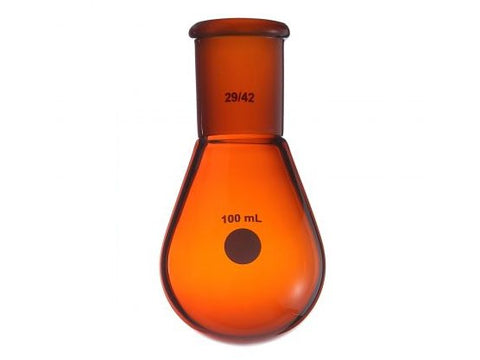 MSE PRO Brown Glass, Thick Walled Eggplant-Shaped Bottle, High Strength, Grinding Mouth: 24/40, 50mL