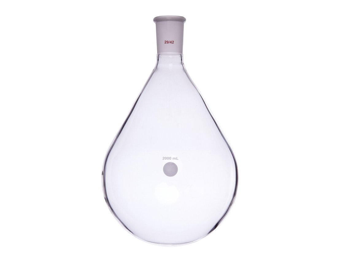 MSE PRO Thick-Walled Eggplant-Shaped Bottle, High Strength, Grinding Mouth: 29/42, 2000mL