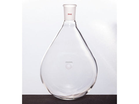 MSE PRO Thick-Walled Eggplant-Shaped Bottle for Rotary Evaporation, High Strength, Grinding Mouth: 29/42, 2000mL