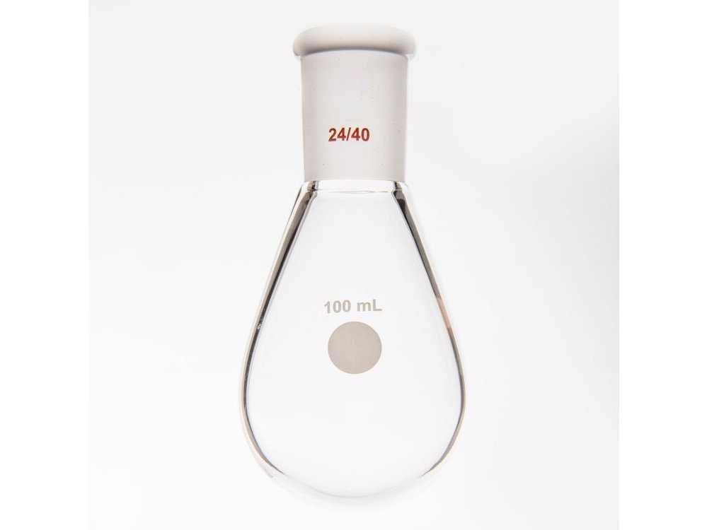 MSE PRO Thick-Walled Eggplant-Shaped Bottle, High Strength, Grinding Mouth: 24/40, 100mL