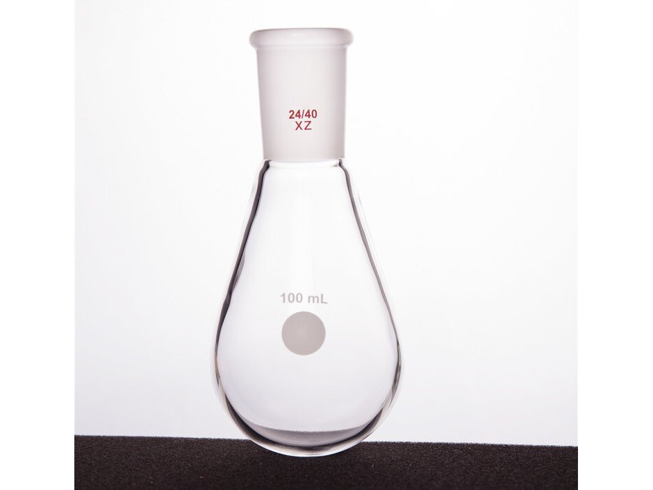 MSE PRO Thick-Walled Eggplant-Shaped Bottle for Rotary Evaporation, High Strength, Grinding Mouth: 24/40, 100mL