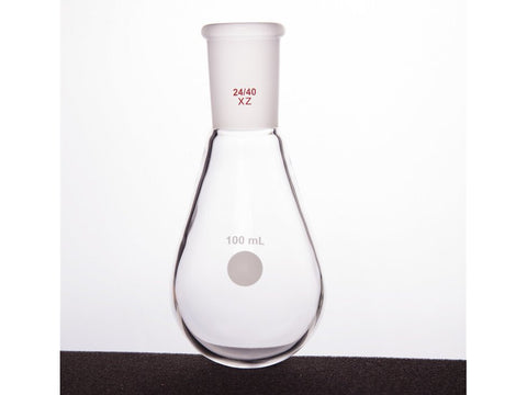 MSE PRO Thick-Walled Eggplant-Shaped Bottle for Rotary Evaporation, High Strength, Grinding Mouth: 24/40, 100mL