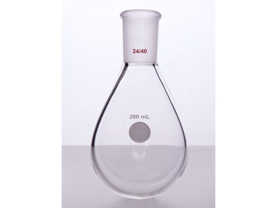 MSE PRO Thick-Walled Eggplant-Shaped Bottle, High Strength, Grinding Mouth: 24/40, 200mL