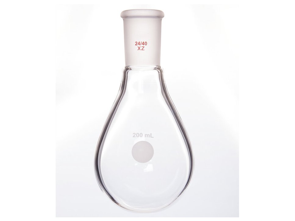 MSE PRO Thick-Walled Eggplant-Shaped Bottle for Rotary Evaporation, High Strength, Grinding Mouth: 24/40, 200mL