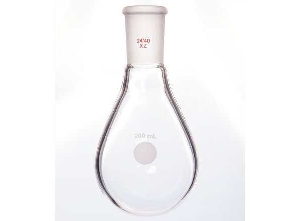 MSE PRO Thin-Walled Eggplant-Shaped Bottle for Rotary Evaporation, High Strength, Grinding Mouth: 24/40, 200mL