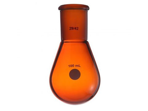 MSE PRO Brown Glass, Thick-Walled Eggplant-Shaped Bottle, High Strength, Grinding Mouth: 24/40, 250mL