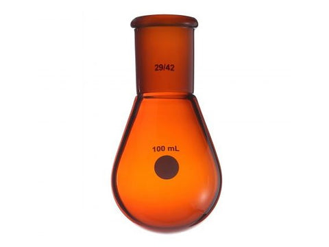 MSE PRO Brown Glass, Thick-Walled Eggplant-Shaped Bottle, High Strength, Grinding Mouth: 29/42, 100mL