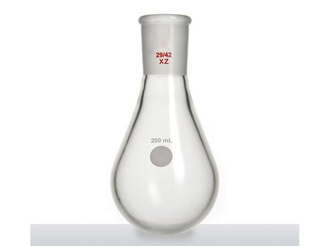 MSE PRO Coating, Thick-Walled Eggplant-Shaped Bottle for Rotary Evaporation, High Strength, Grinding Mouth: 29/42, 200mL