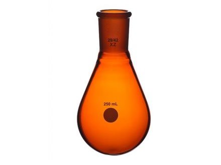 MSE PRO Brown Glass, Thick-Walled Eggplant-Shaped Bottle for Rotary Evaporation, High Strength, Grinding Mouth: 29/42, 250mL