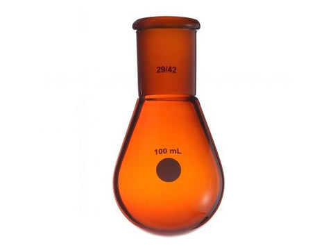 MSE PRO Brown Glass, Thick-Walled Eggplant-Shaped Bottle, High Strength, Grinding Mouth: 29/42, 250mL
