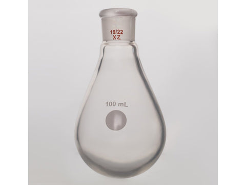 MSE PRO Coating, Thick-Walled Eggplant-Shaped Bottle for Rotary Evaporation, High Strength, Grinding Mouth: 19/22, 100mL