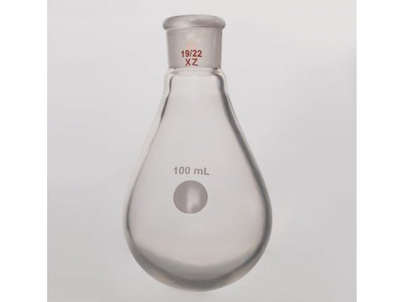 MSE PRO Coating, Thin-Walled Eggplant-Shaped Bottle for Rotary Evaporation, High Strength, Grinding Mouth: 19/22, 100mL