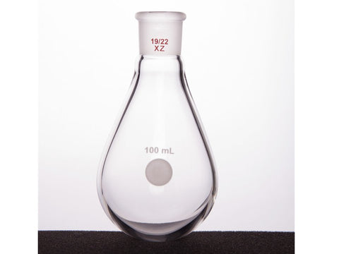 MSE PRO Thick-Walled Eggplant-Shaped Bottle for Rotary Evaporation, High Strength, Grinding Mouth: 19/22, 100mL