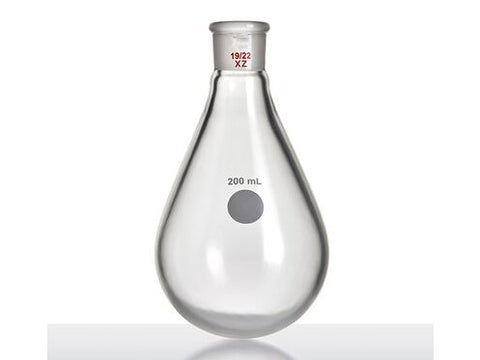 MSE PRO Coating, Thick-Walled Eggplant-Shaped Bottle for Rotary Evaporation, High Strength, Grinding Mouth: 19/22, 200mL