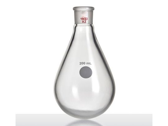 MSE PRO Coating, Thin-Walled Eggplant-Shaped Bottle for Rotary Evaporation, High Strength, Grinding Mouth: 19/22, 200mL