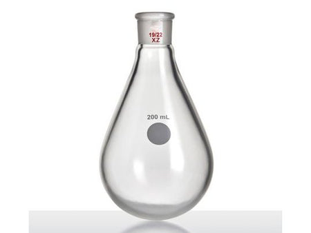 MSE PRO Coating, Thin-Walled Eggplant-Shaped Bottle for Rotary Evaporation, High Strength, Grinding Mouth: 19/22, 200mL