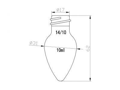 MSE PRO Micro-Volume Ribbed-Mouth Chicken Heart Bottle, 14/10, 10mL