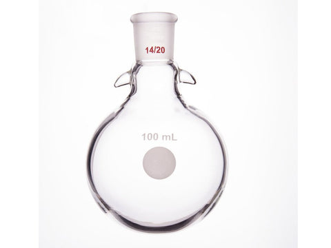 MSE PRO Round Bottom Flask with Hook, Grinding Mouth: 14/20, 100mL