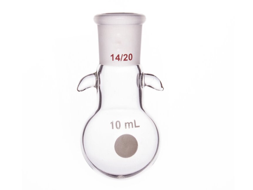 MSE PRO Round Bottom Flask with Hook, Grinding Mouth: 14/20, 10mL