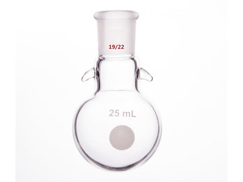 MSE PRO Round Bottom Flask with Hook, Grinding Mouth: 19/22, 25mL