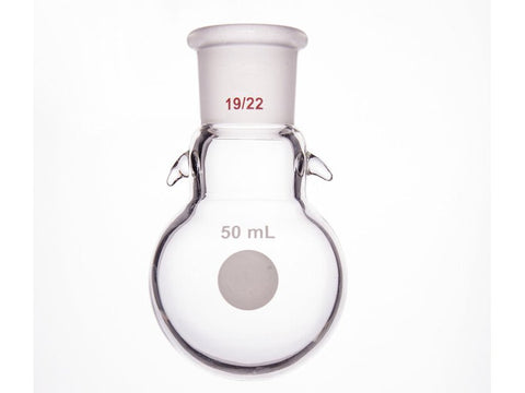 MSE PRO Round Bottom Flask with Hook, Grinding Mouth: 19/22, 50mL