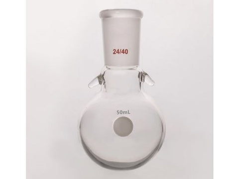 MSE PRO Round Bottom Flask with Hook, Grinding Mouth: 24/40, 50mL