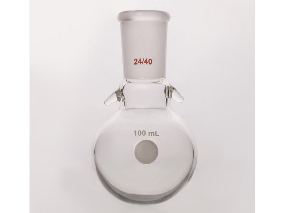 MSE PRO Round Bottom Flask with Hook, Grinding Mouth: 24/40, 100mL