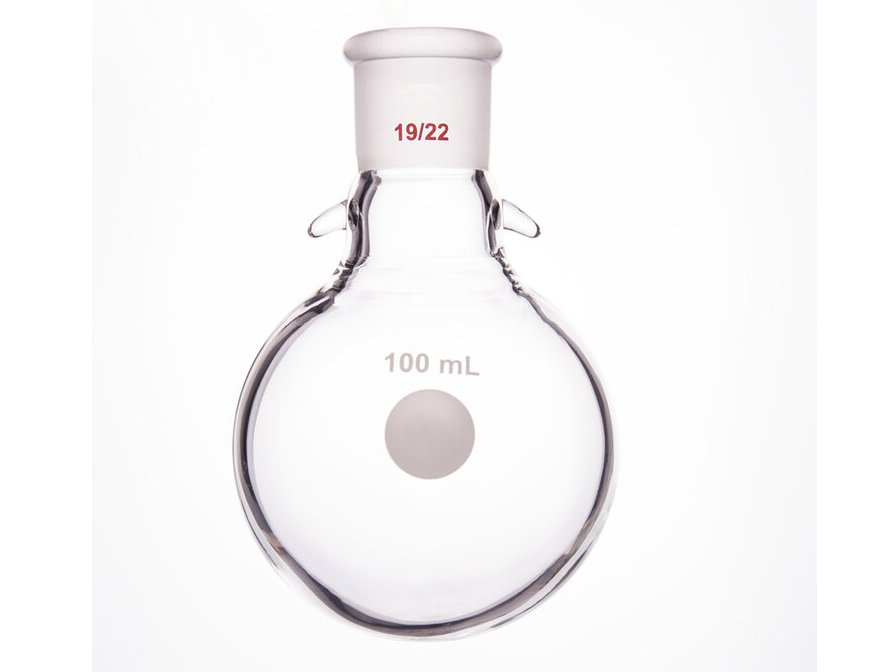 MSE PRO Round Bottom Flask with Hook, Grinding Mouth: 19/22, 100mL