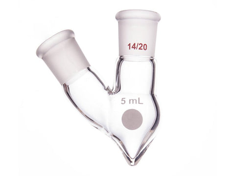 MSE PRO Two-Mouthed Chicken Heart Bottle, Middle Grinding Mouth: 14/20, Side Grinding Mouth: 14/20, 5mL