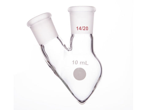 MSE PRO Two-Mouthed Chicken Heart Bottle, Middle Grinding Mouth: 14/20, Side Grinding Mouth: 14/20, 10mL