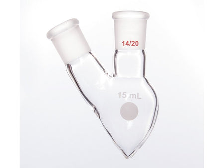 MSE PRO Two-Mouthed Chicken Heart Bottle, Middle Grinding Mouth: 14/20, Side Grinding Mouth: 14/20, 15mL