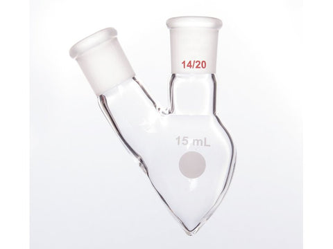 MSE PRO Two-Mouthed Chicken Heart Bottle, Middle Grinding Mouth: 14/20, Side Grinding Mouth: 14/20, 15mL