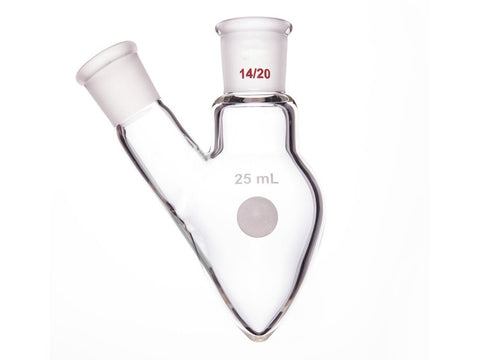 MSE PRO Two-Mouthed Chicken Heart Bottle, Middle Grinding Mouth: 14/20, Side Grinding Mouth: 14/20, 25mL