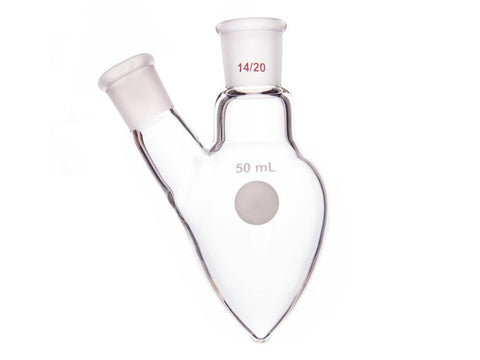 MSE PRO Two-Mouthed Chicken Heart Bottle, Middle Grinding Mouth: 14/20, Side Grinding Mouth: 14/20, 50mL