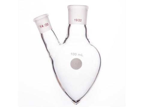MSE PRO Two-Mouthed Chicken Heart Bottle, Middle Grinding Mouth: 19/22, Side Grinding Mouth: 14/20, 100mL