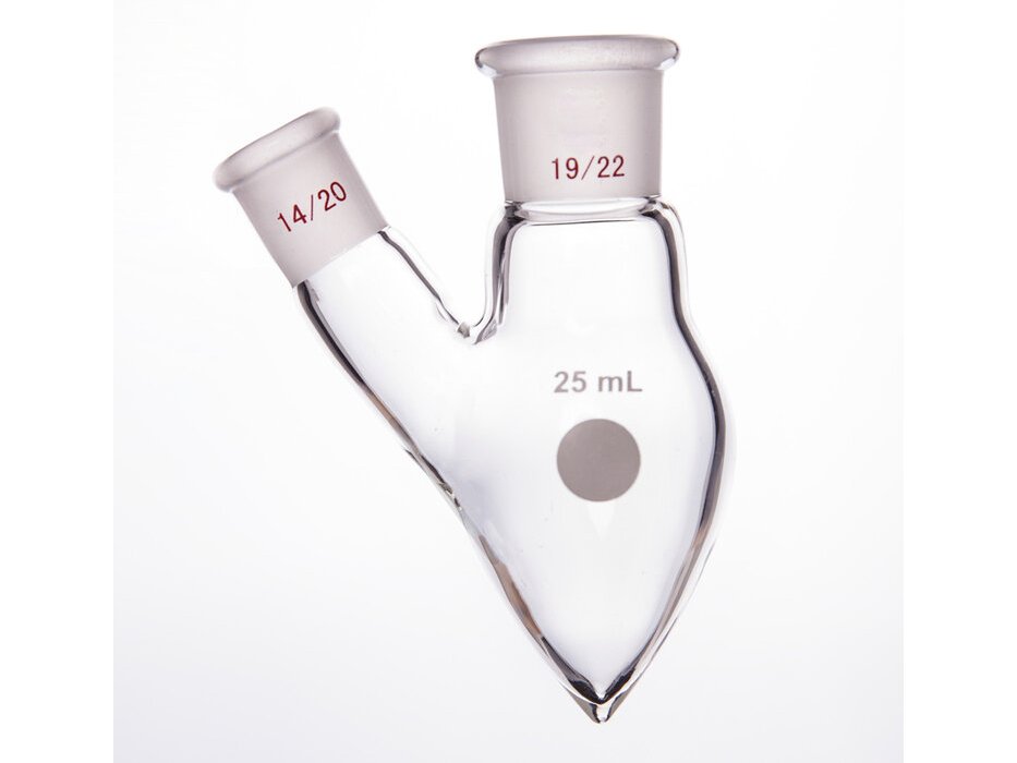MSE PRO Two-Mouthed Chicken Heart Bottle, Middle Grinding Mouth: 19/22, Side Grinding Mouth: 14/20, 25mL