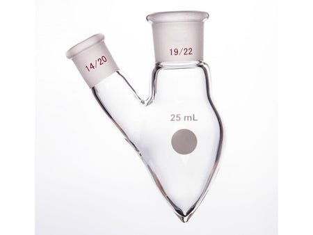 MSE PRO Two-Mouthed Chicken Heart Bottle, Middle Grinding Mouth: 19/22, Side Grinding Mouth: 14/20, 25mL