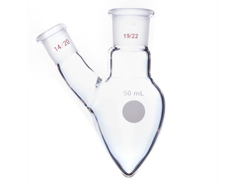 MSE PRO Two-Mouthed Chicken Heart Bottle, Middle Grinding Mouth: 19/22, Side Grinding Mouth: 14/20, 50mL
